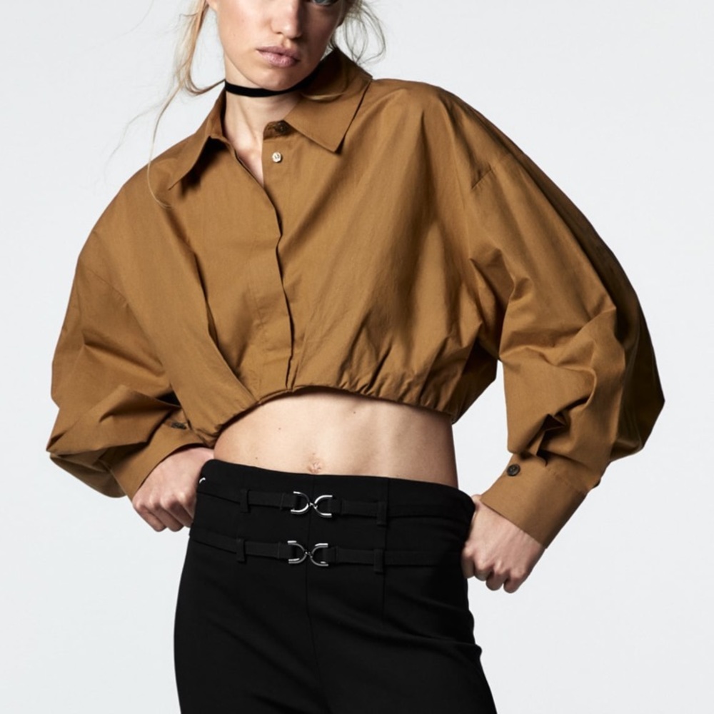 Zara Cropped Button Up - Picture 2 of 6